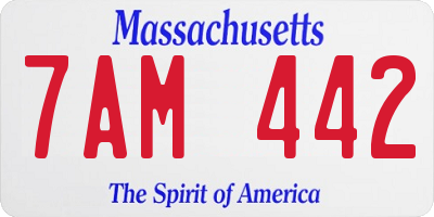 MA license plate 7AM442