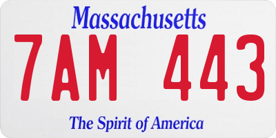 MA license plate 7AM443