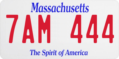 MA license plate 7AM444
