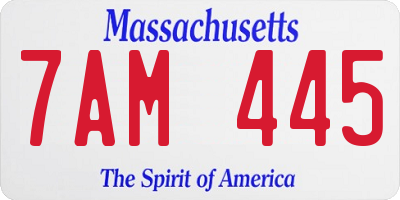 MA license plate 7AM445