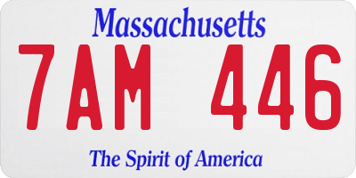 MA license plate 7AM446