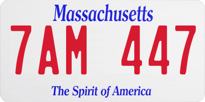 MA license plate 7AM447