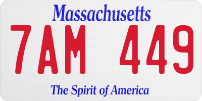 MA license plate 7AM449