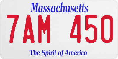 MA license plate 7AM450
