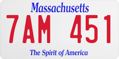 MA license plate 7AM451