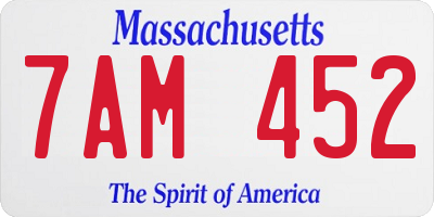 MA license plate 7AM452