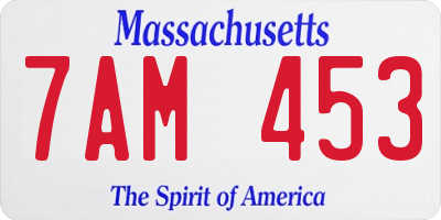 MA license plate 7AM453