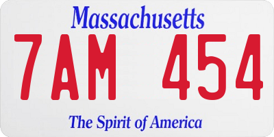 MA license plate 7AM454