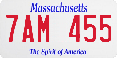 MA license plate 7AM455