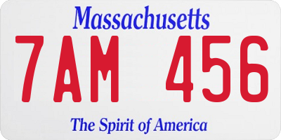 MA license plate 7AM456