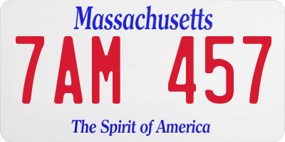 MA license plate 7AM457