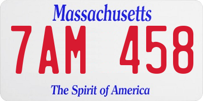 MA license plate 7AM458