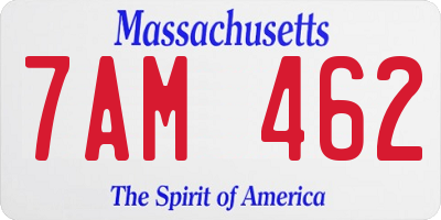 MA license plate 7AM462