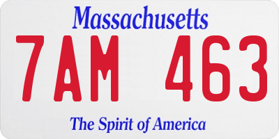 MA license plate 7AM463