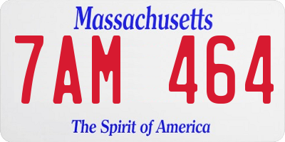 MA license plate 7AM464