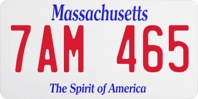 MA license plate 7AM465