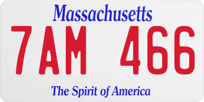 MA license plate 7AM466