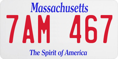 MA license plate 7AM467