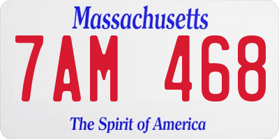 MA license plate 7AM468