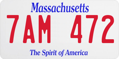 MA license plate 7AM472
