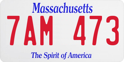 MA license plate 7AM473