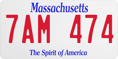 MA license plate 7AM474