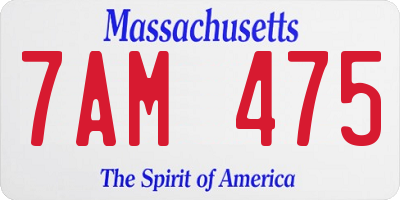 MA license plate 7AM475