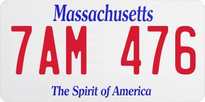 MA license plate 7AM476