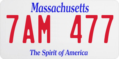 MA license plate 7AM477
