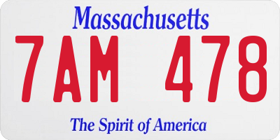 MA license plate 7AM478