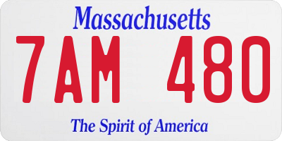 MA license plate 7AM480