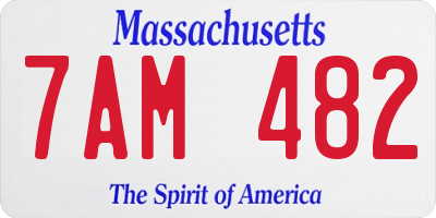MA license plate 7AM482