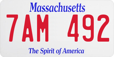 MA license plate 7AM492