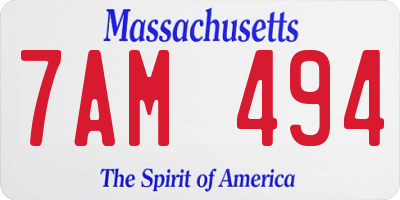 MA license plate 7AM494