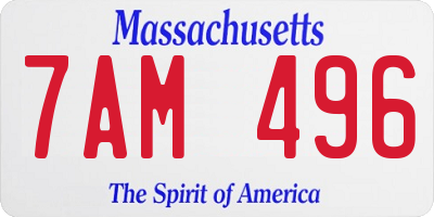 MA license plate 7AM496
