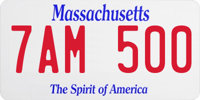 MA license plate 7AM500