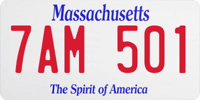 MA license plate 7AM501