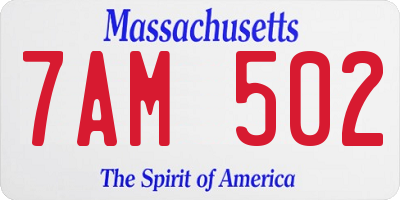 MA license plate 7AM502
