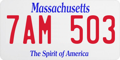 MA license plate 7AM503