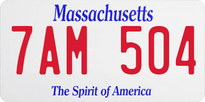 MA license plate 7AM504