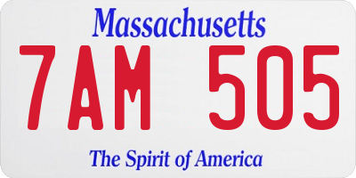 MA license plate 7AM505