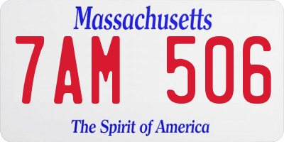 MA license plate 7AM506