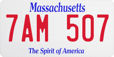 MA license plate 7AM507