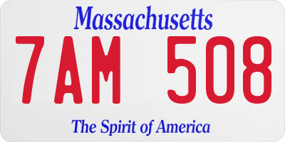 MA license plate 7AM508