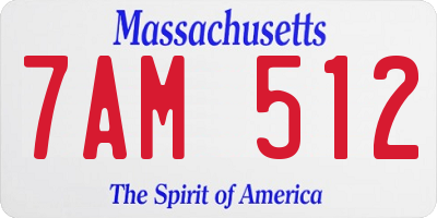 MA license plate 7AM512
