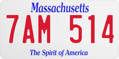 MA license plate 7AM514
