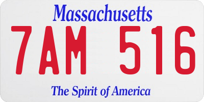 MA license plate 7AM516