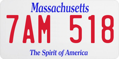 MA license plate 7AM518
