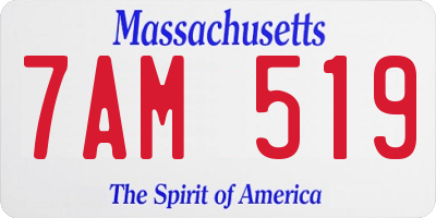 MA license plate 7AM519