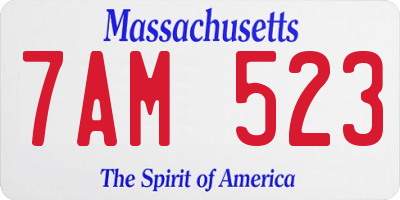 MA license plate 7AM523